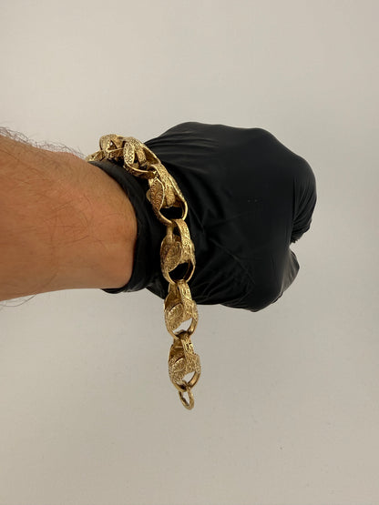 9ct Gold Tulip Bracelet 9.75" 14.5mm 60.6g