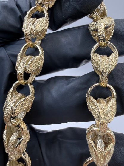 9ct Gold Tulip Bracelet 9.65" 11mm 35.2g