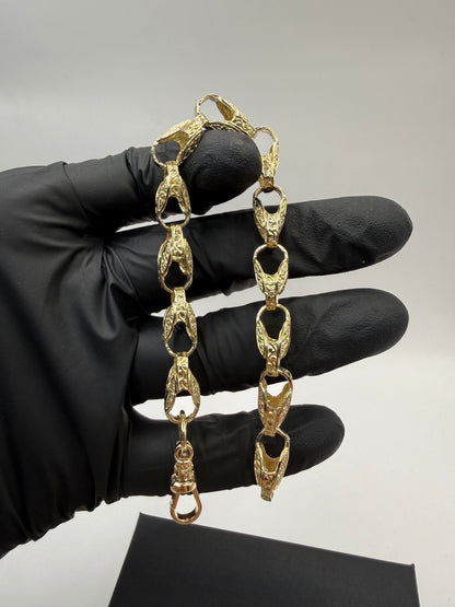 9ct Gold Tulip Bracelet 8.2" 8mm 19g