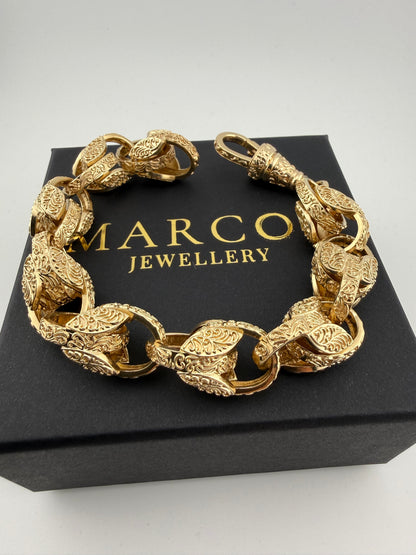 9ct Gold Tulip Bracelet 10.25” 16mm 86.78g
