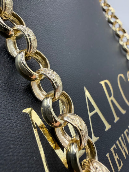 9ct Gold Belcher Chain 24.5" 11mm 77.36g