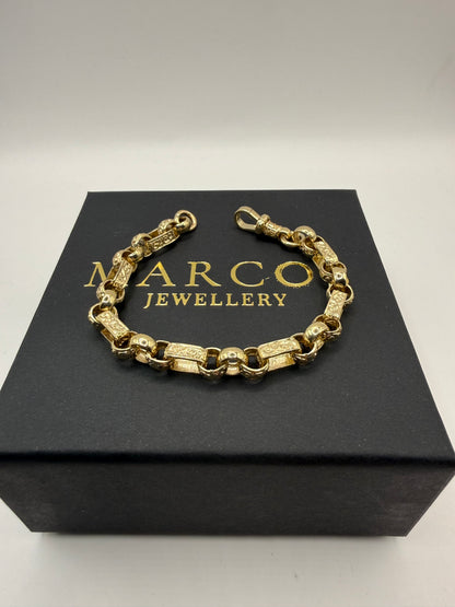 9ct Gold Gypsy Bracelet 7.25" 8mm 19.39g