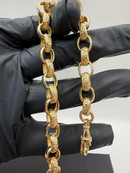 9ct Gold Belcher Bracelet 9" 9-10mm 21.95g