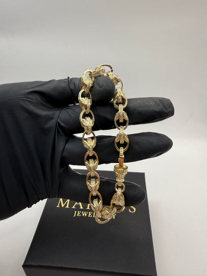 9ct Gold Tulip Bracelet 9" 10mm 30.1g