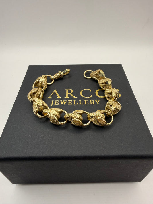 9ct Gold Tulip Bracelet 7.85" 11mm 28.44g