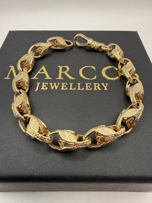 9ct Gold Tulip Bracelet 8" 8mm 26.72g