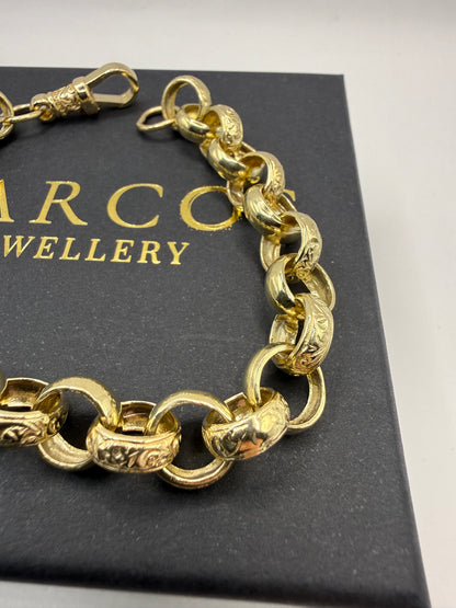 9ct Gold Belcher Bracelet 9.65" 11mm 28.67g