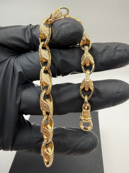 9ct Gold Tulip Bracelet 7.4" 8mm 23.6g