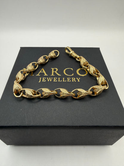 9ct Gold Tulip Bracelet 8.75" 8mm 27.26g