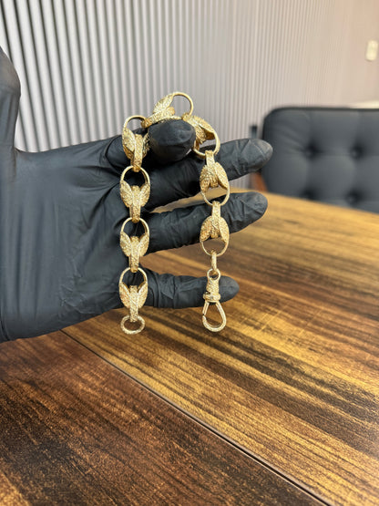9ct Gold Tulip Bracelet 9.75" 14.5mm 60.6g