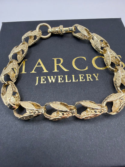 9ct Gold Tulip Bracelet 8.25" 8mm 20.4g