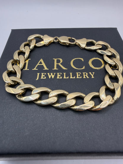 9ct Gold Curb Bracelet 8.1" 11mm 33.53g