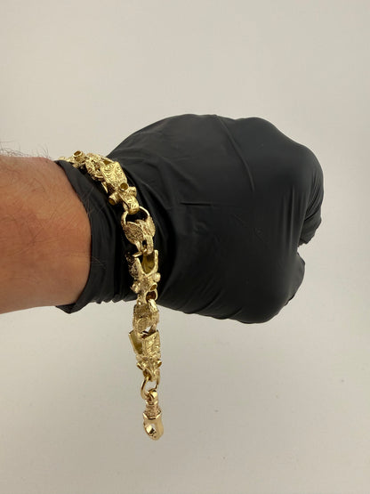 9ct Gold Lego Tulip Bracelet 8.75" 12mm 37.77g