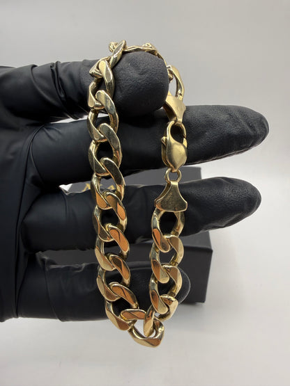 9ct Gold Curb Bracelet 8.1" 11mm 33.53g