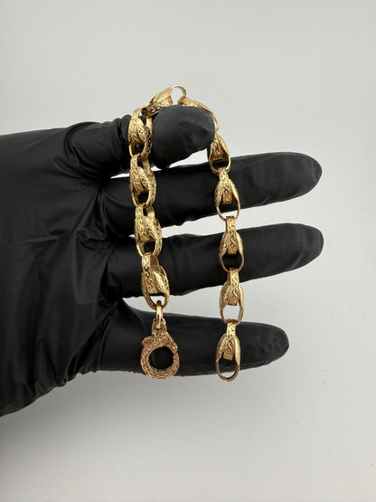 9ct Gold Tulip Bracelet 8” 9mm 20.58g