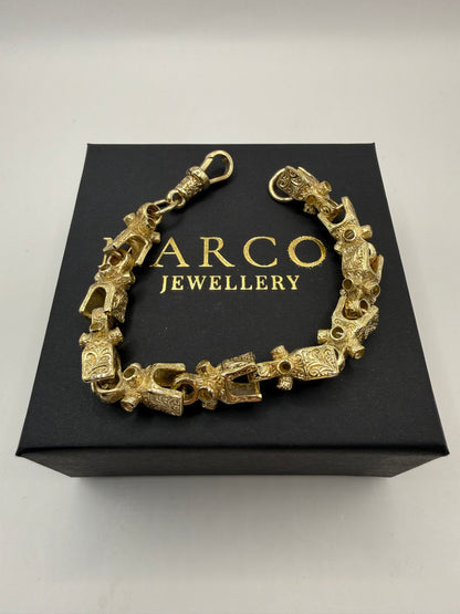 9ct Gold Lego Bracelet 8.8" 12mm 44.14g