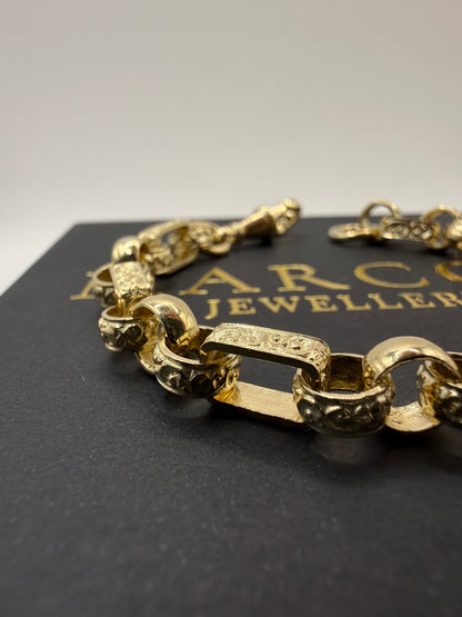 9ct Gold Gypsy Bracelet 7.5" 8mm 19.06g