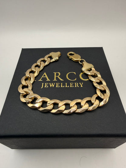9ct Gold Curb Bracelet 8.1" 12mm 41.2g