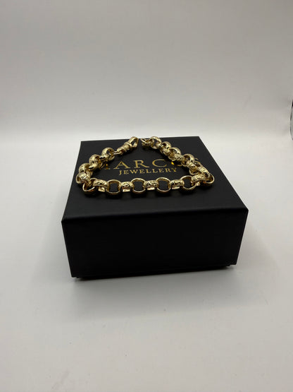 9ct Gold Belcher Bracelet 9.6" 10-11mm 29.1g