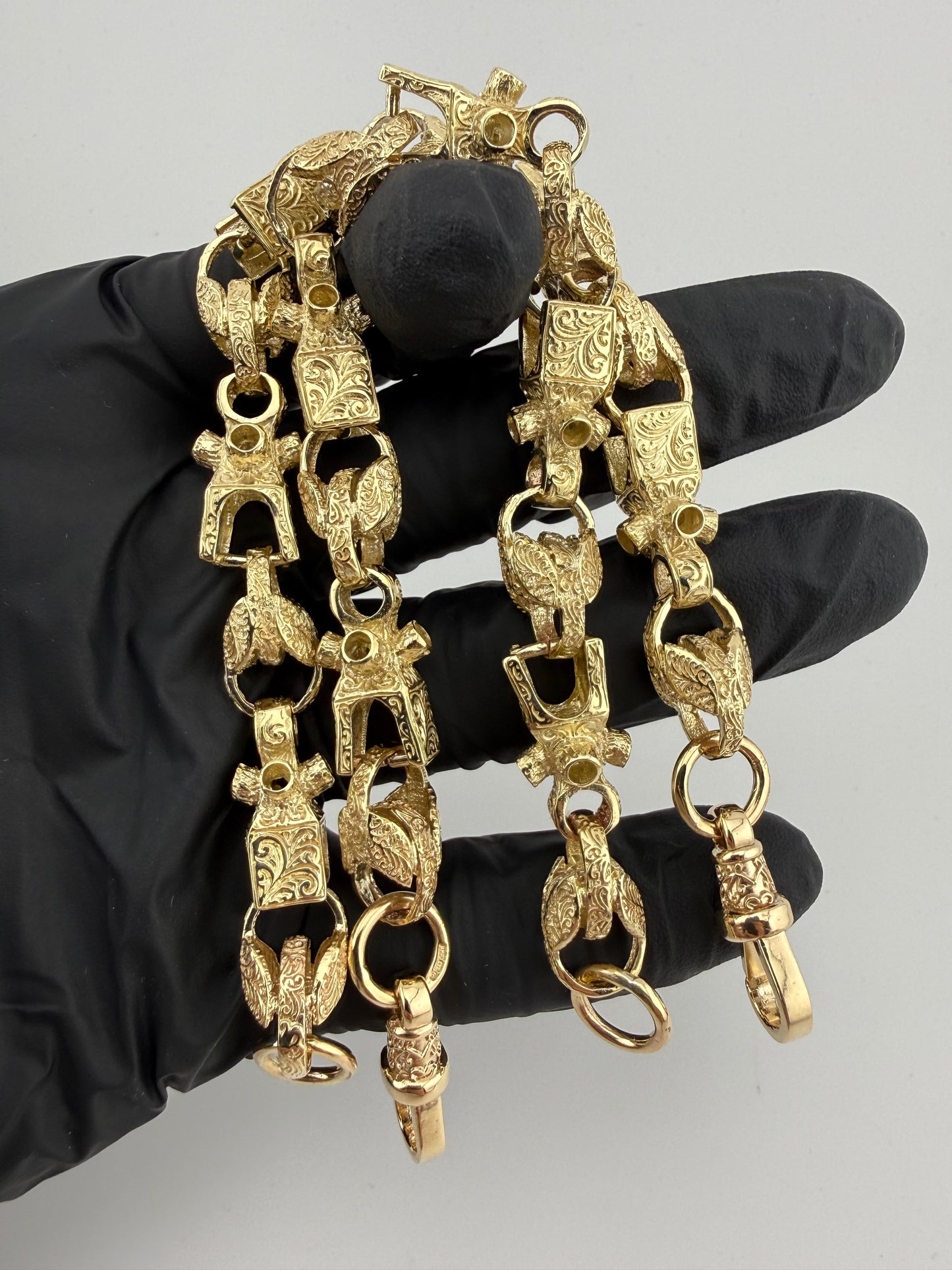9ct Gold Lego Tulip Bracelet 8.75" 12mm 35.8g