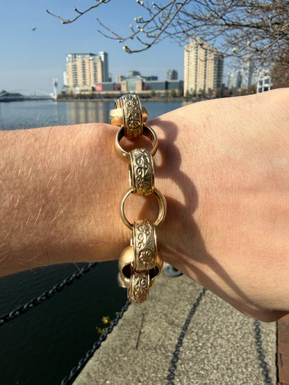 9ct Gold Belcher Bracelet 9" 18mm 66g