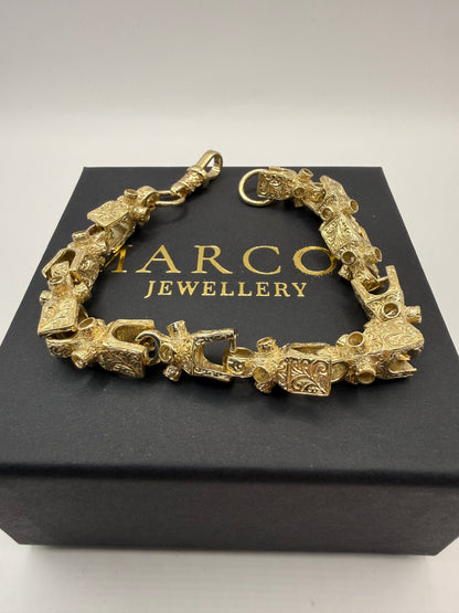 9ct Gold Lego Bracelet 9.5" 12mm 46g
