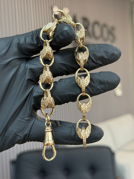 9ct Gold Tulip Bracelet 9.5" 12mm 40.2g