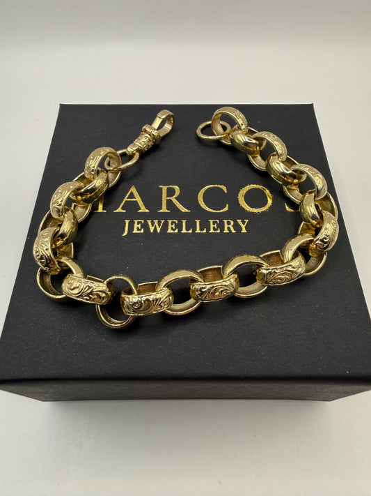 9ct Gold Belcher Bracelet 9.25" 12mm 49.89g