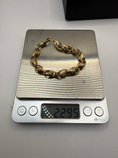 9ct Gold Tulip Bracelet 7.5" 8mm 22.96g