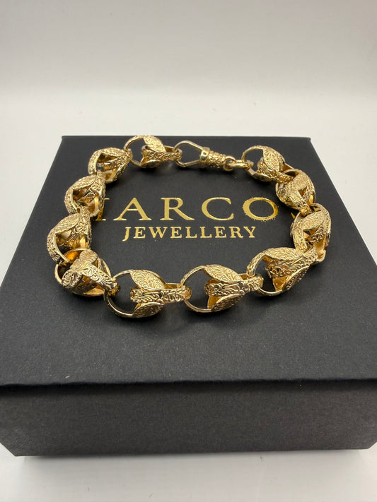 9ct Gold Tulip Bracelet 8.7" 11mm 37.9g