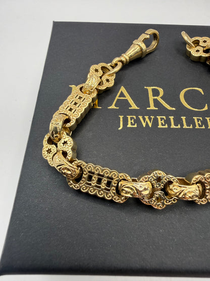 9ct Gold Stars & Bars Bracelet 8.75" 10mm 28.54g