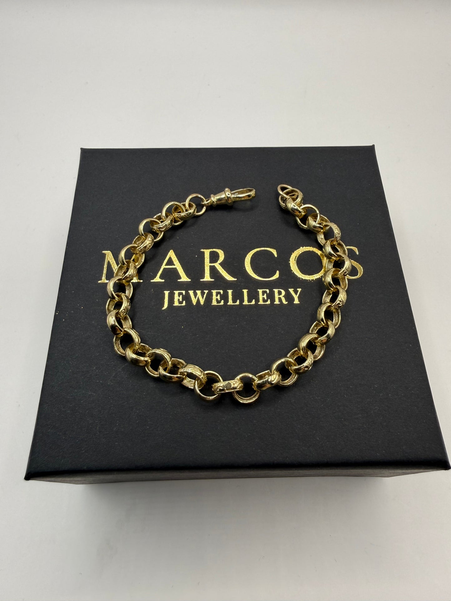 9ct Gold Belcher Bracelet 8" 7mm 13.9g