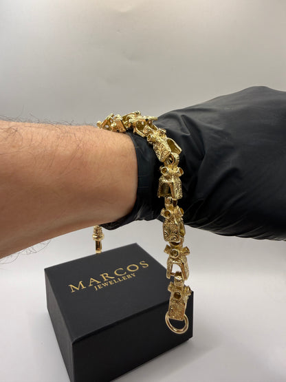 9ct Gold Lego Bracelet 9.5" 11mm 48g