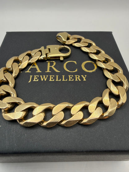 9ct Gold Curb Bracelet 9" 13.5mm 56g