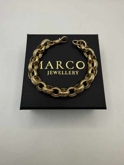 9ct Gold Oval Belcher Bracelet 9" 12-14mm 49.1g