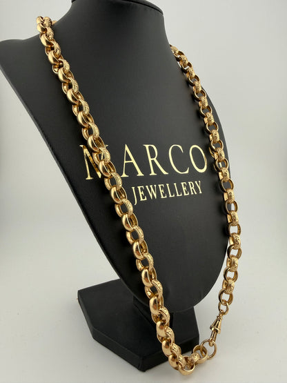 9ct Gold Belcher Chain 27” 10.5mm 80.2g