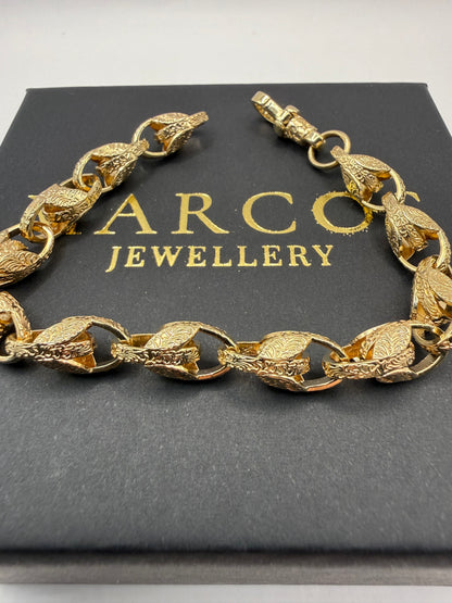9ct Gold Tulip Bracelet 8" 8mm 24.49g