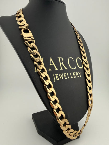 9ct Gold Curb Chain 25" 14mm 122.19g