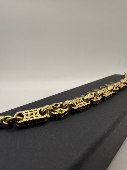 9ct Gold Stars & Bars Bracelet 9.25" 9mm 28.23g