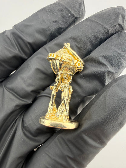 9ct Gold World Is Yours Pendant 1.8" inc bail 10mm bail 24.54g