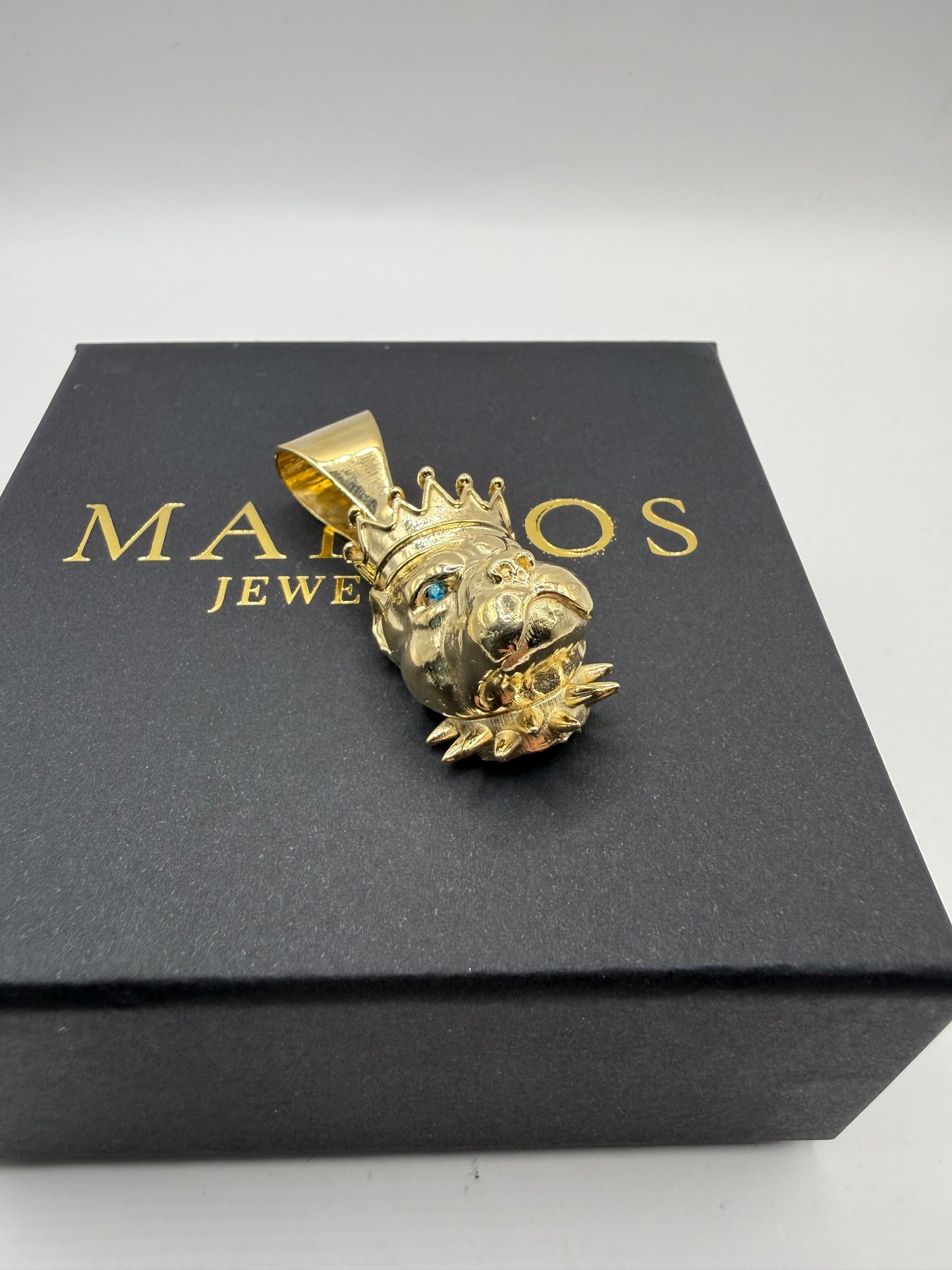 9ct Gold Bulldog Head Pendant 2" 19mm 9mm bale 12.1g