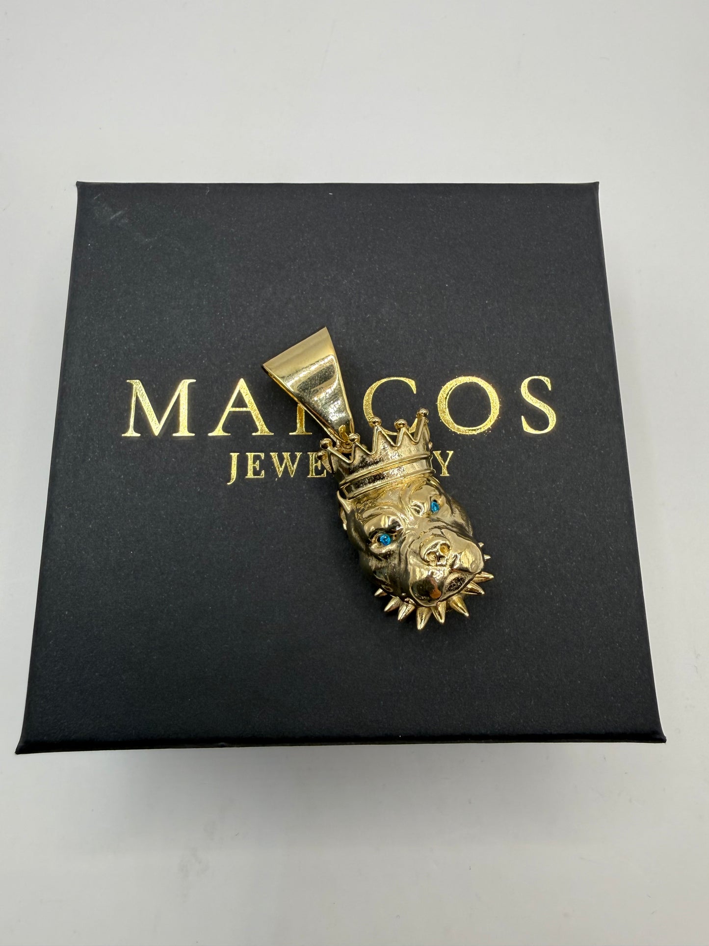 9ct Gold Bulldog Head Pendant 2" 19mm 9mm bale 12.1g