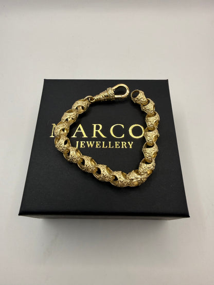 9ct Gold Acorn Bracelet 8" 10mm 35.4g