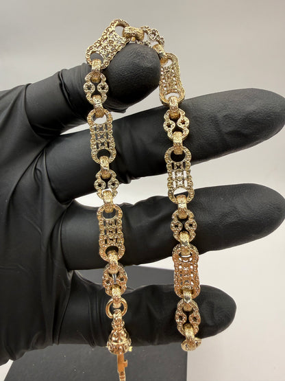 9ct Gold Stars & Bars Bracelet 8.5" 7mm 21.86g