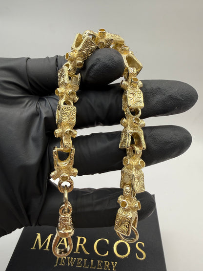 9ct Gold Lego Bracelet 8.8" 12mm 44.14g