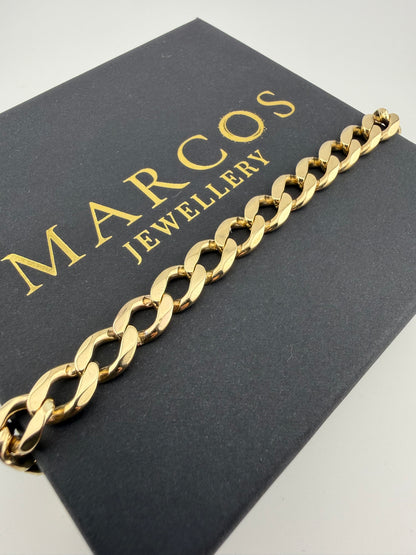 9ct Gold Curb Bracelet 8.2" 8mm 23.59g