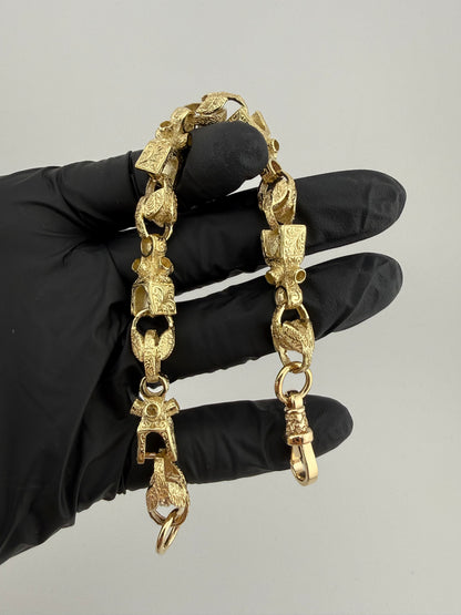 9ct Gold Lego Tulip Bracelet 8.75" 12mm 35.8g