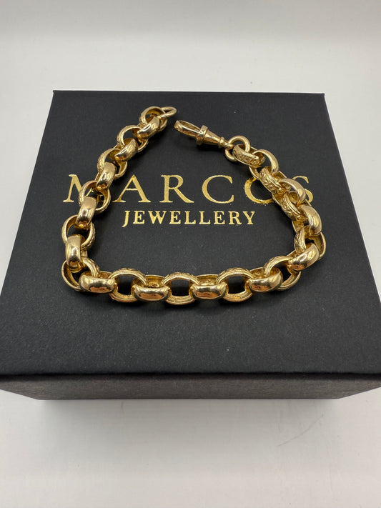 9ct Gold Belcher Bracelet 9" 9-10mm 21.95g
