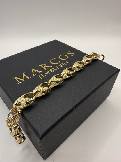 9ct Gold Tulip Bracelet 7" 8mm 17.3g