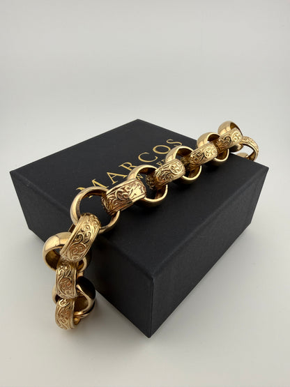 9ct Gold XL Belcher Bracelet 10" 19.5mm 74.74g